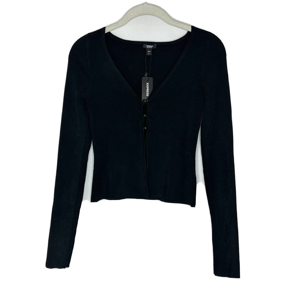 Express Body Contour Button Front Ribbed Long Sleeve Cardigan Sz M NEVER WORN